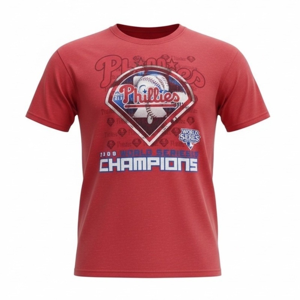 2009 World Series Phillies/Yankees Red T Shirt 2‎ Sided Men's Size XL